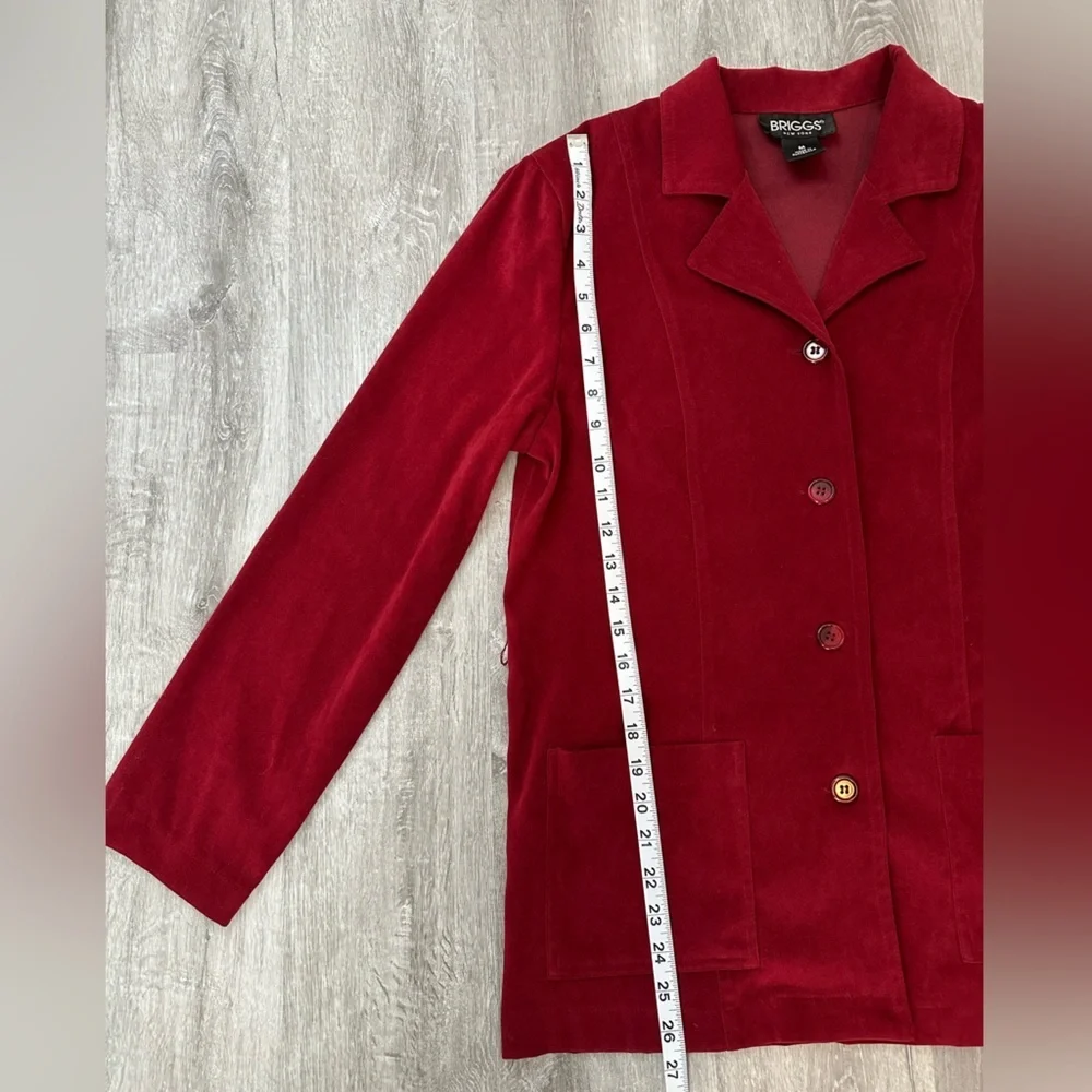 Vintage Briggs Red Faux Suede Shacket Coat Y2K Retro Oversized Blazer Size M - Picture 10 of 10